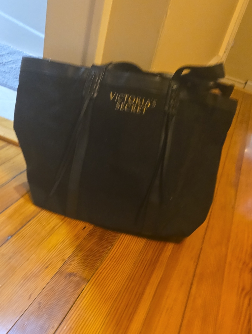Victoria's Secret Black Tote with Gold Logo